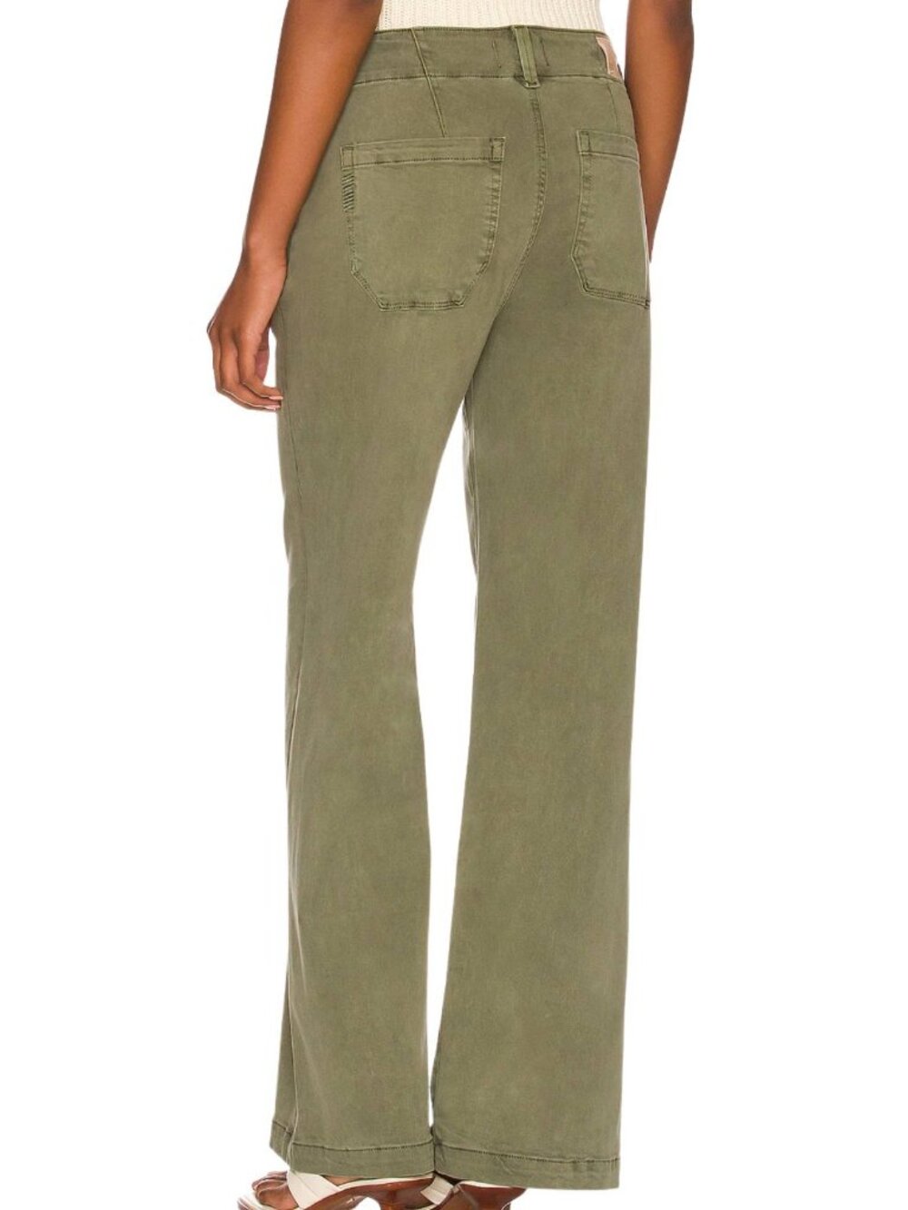 Paige Womens High-Rise Wide-Leg Green Pants Size 31 Cotton Blend - Picture 3 of 12